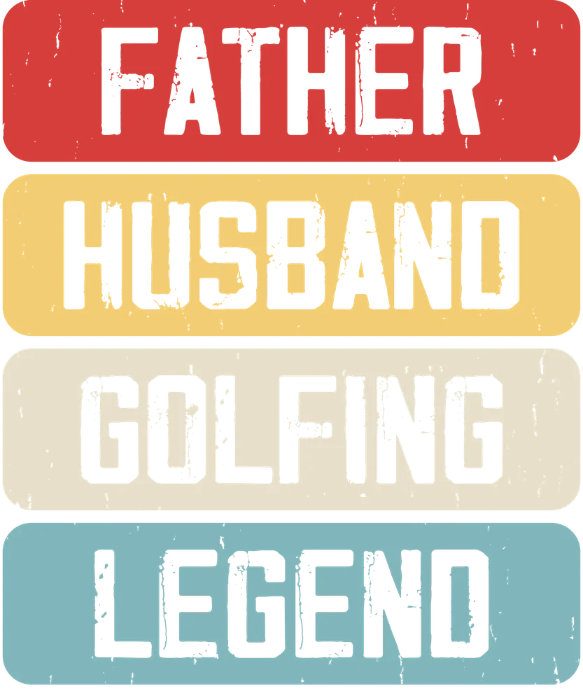 Father Husband Golfing Legend — Multicolor Retro