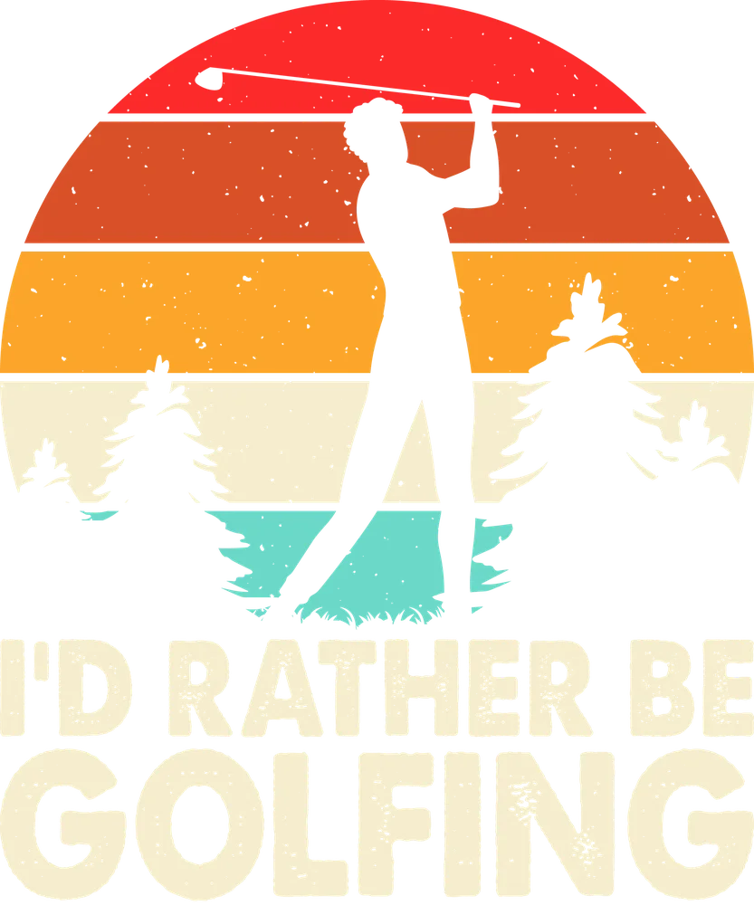 I'd Rather Be Golfing Retro Sunset — Multicolor Retro