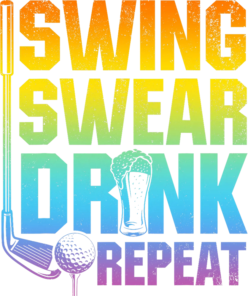 Swing Swear Drink Repeat Golf — Multicolor Distressed 2