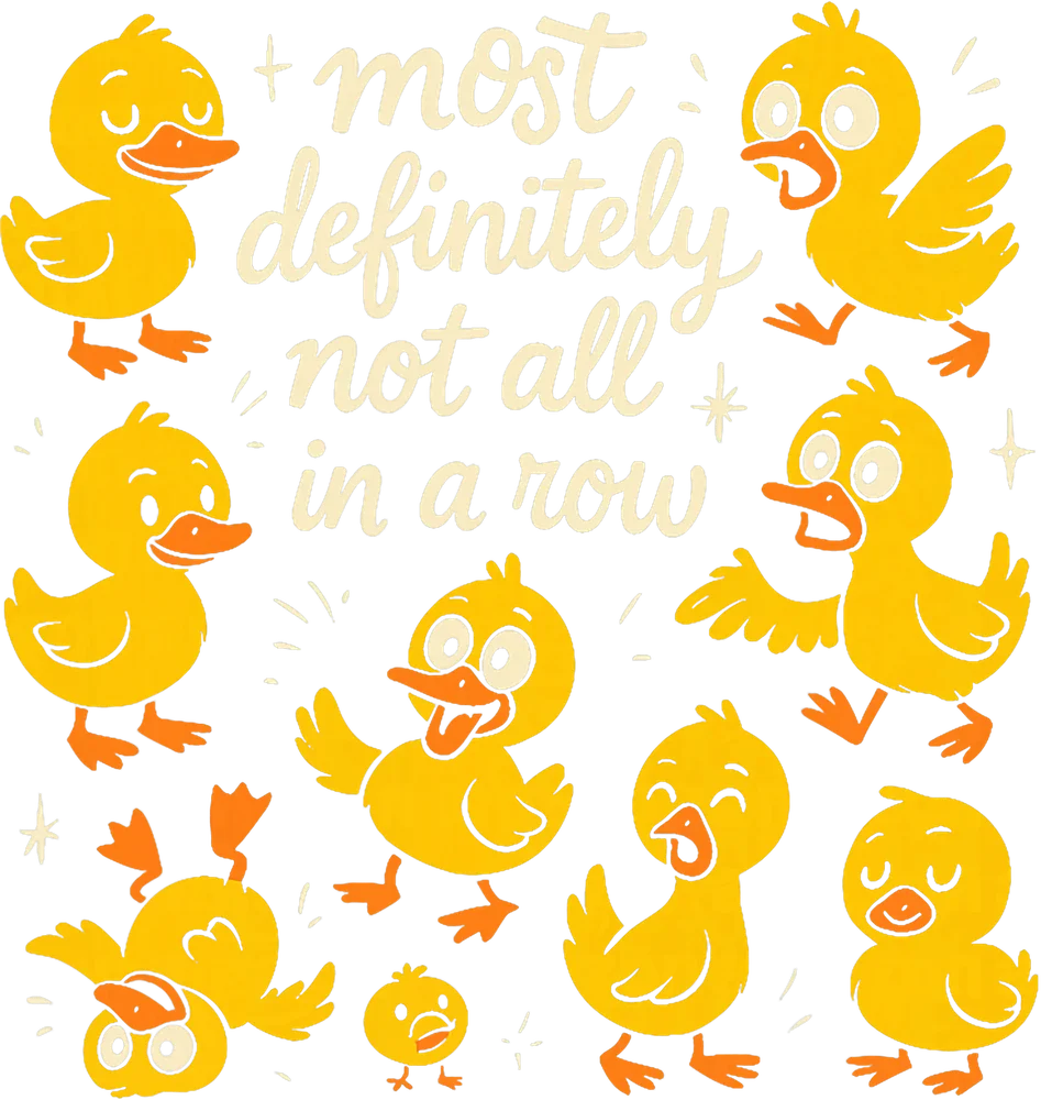 Most Definitely Not All In A Row Ducks — Yellow Cartoon