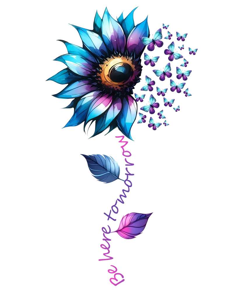 Blue Gradient Flower Butterfly Cascade