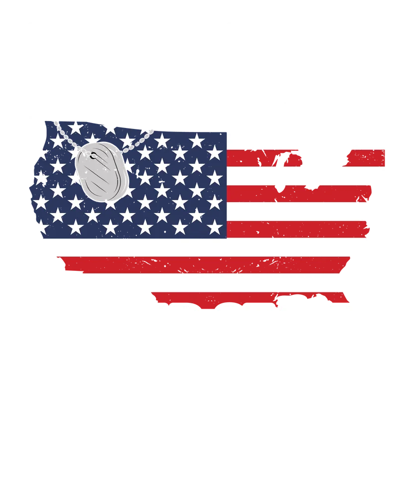 American Flag with Dog Tag — White Graphic Design