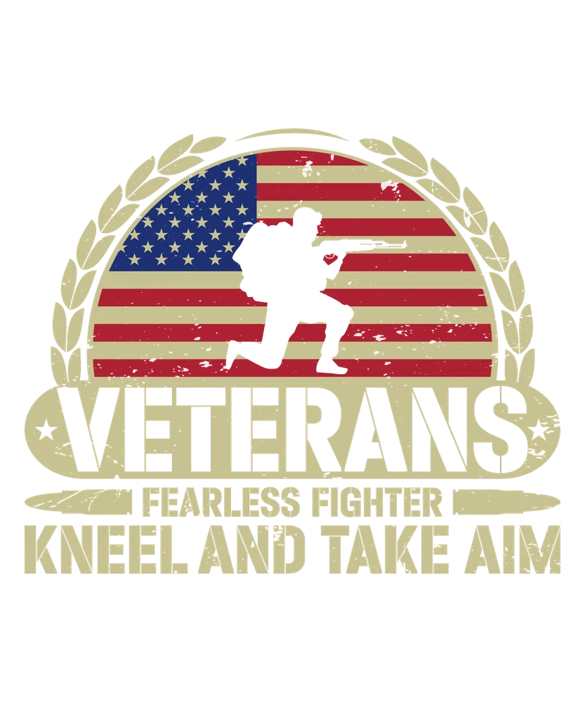 Veterans: Fearless Fighter Kneel and Take Aim — Tan Retro