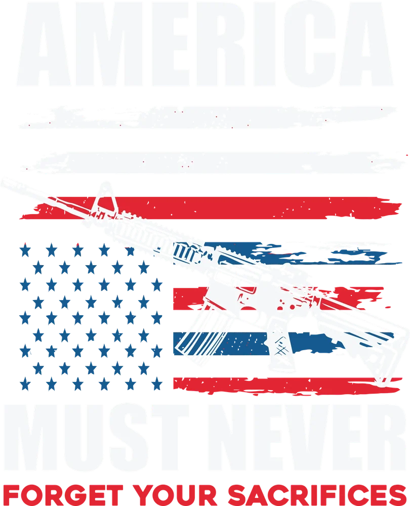 American Flag with Rifle Overlay — White Illustrative