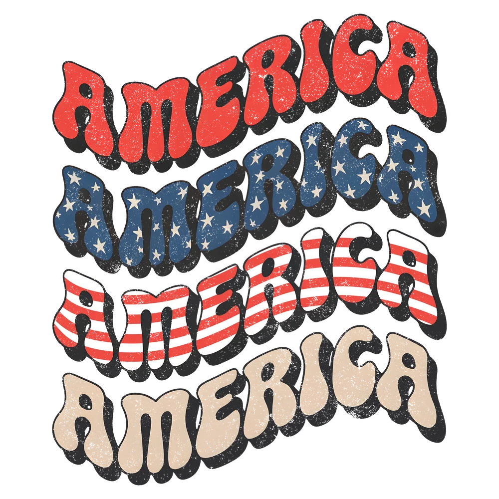 American Flag Typography — Multicolor Retro