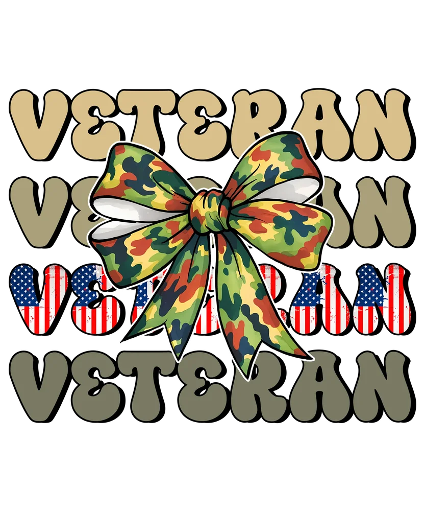 Veteran Camo Bow with American Flags