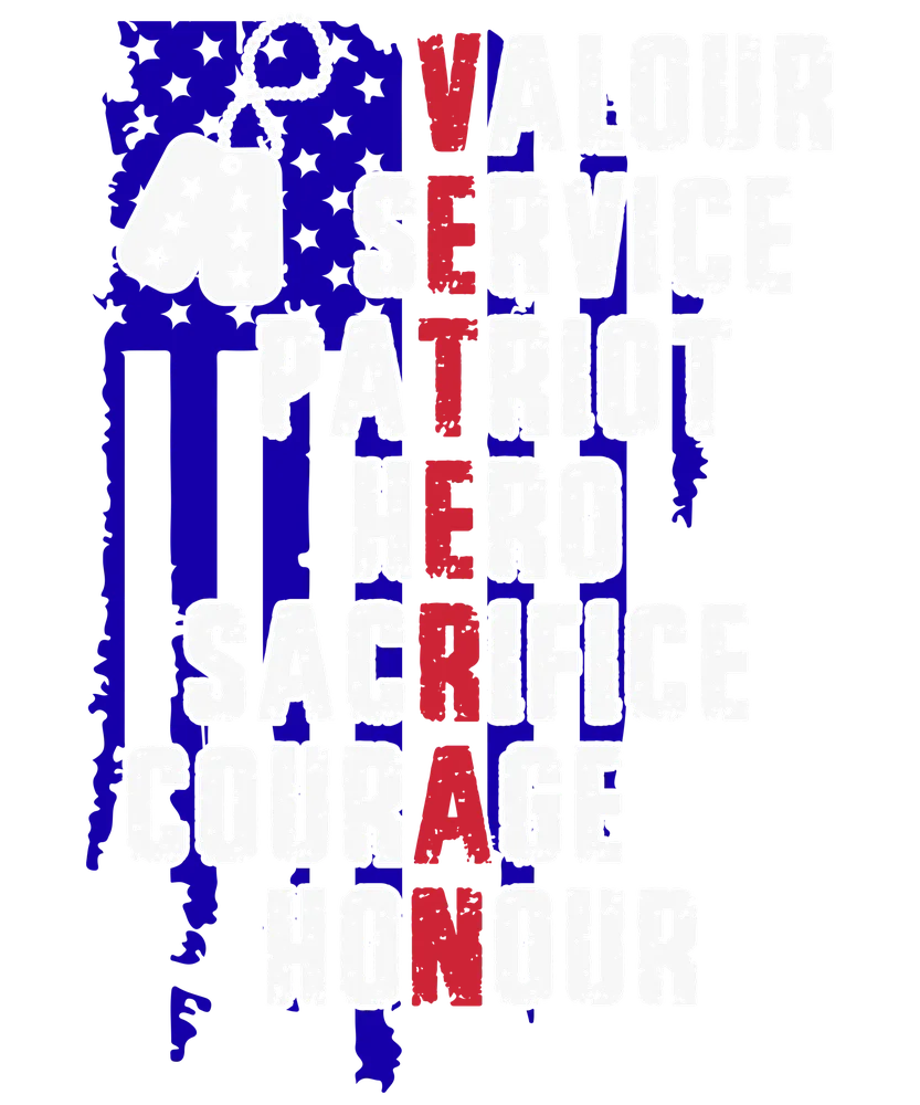 American Flag Typography — White Rugged