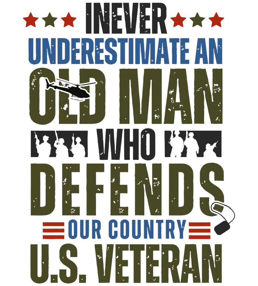 Veteran Appreciation Print — Brown Typography With Military Imagery