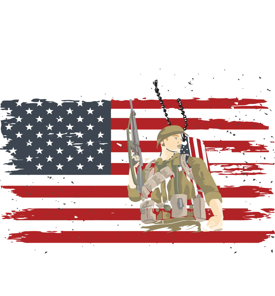 American Soldier with Flag — Multicolor Graphic Design