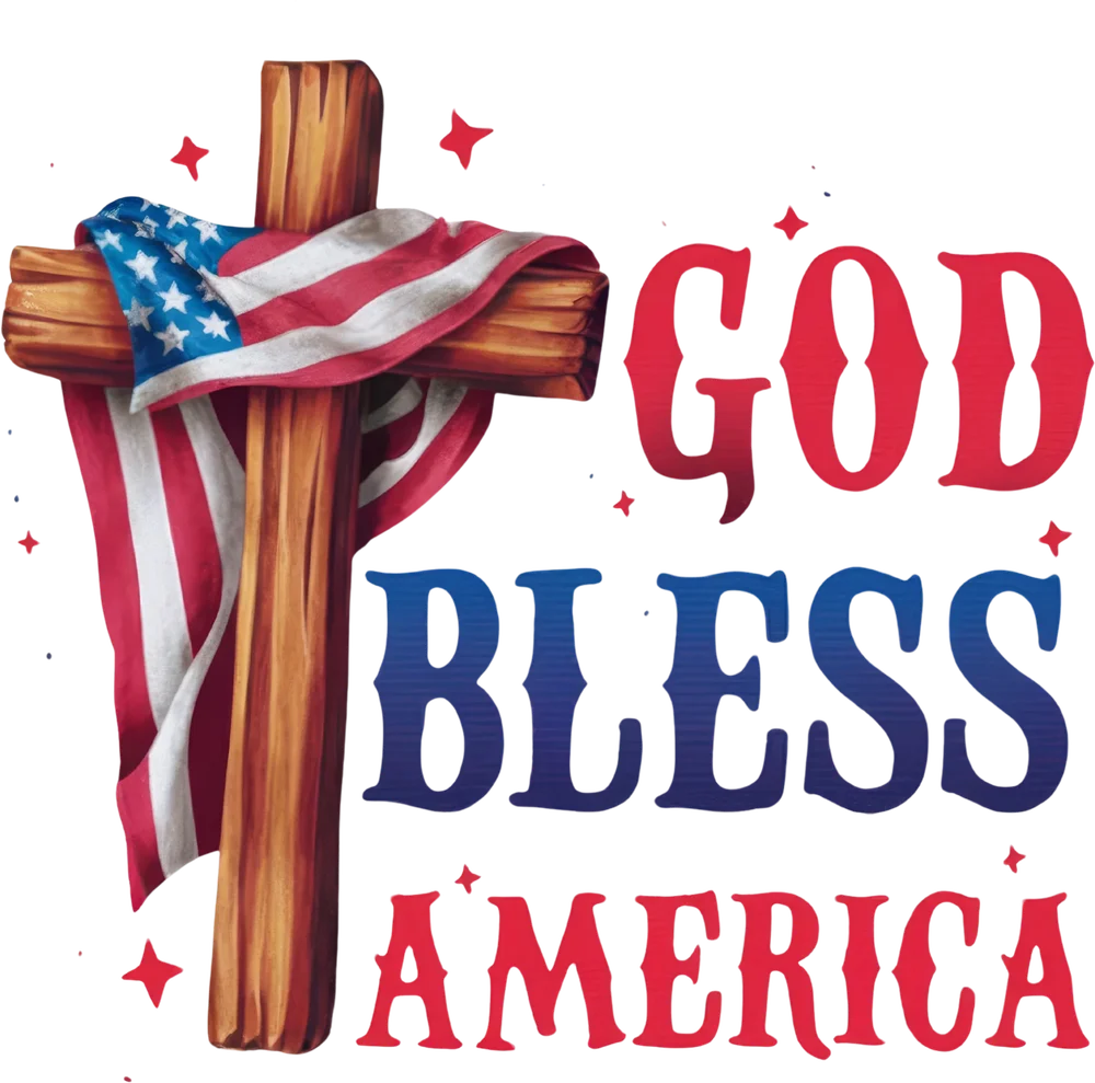 God Bless America Patriotic Cross — Multicolor Bold