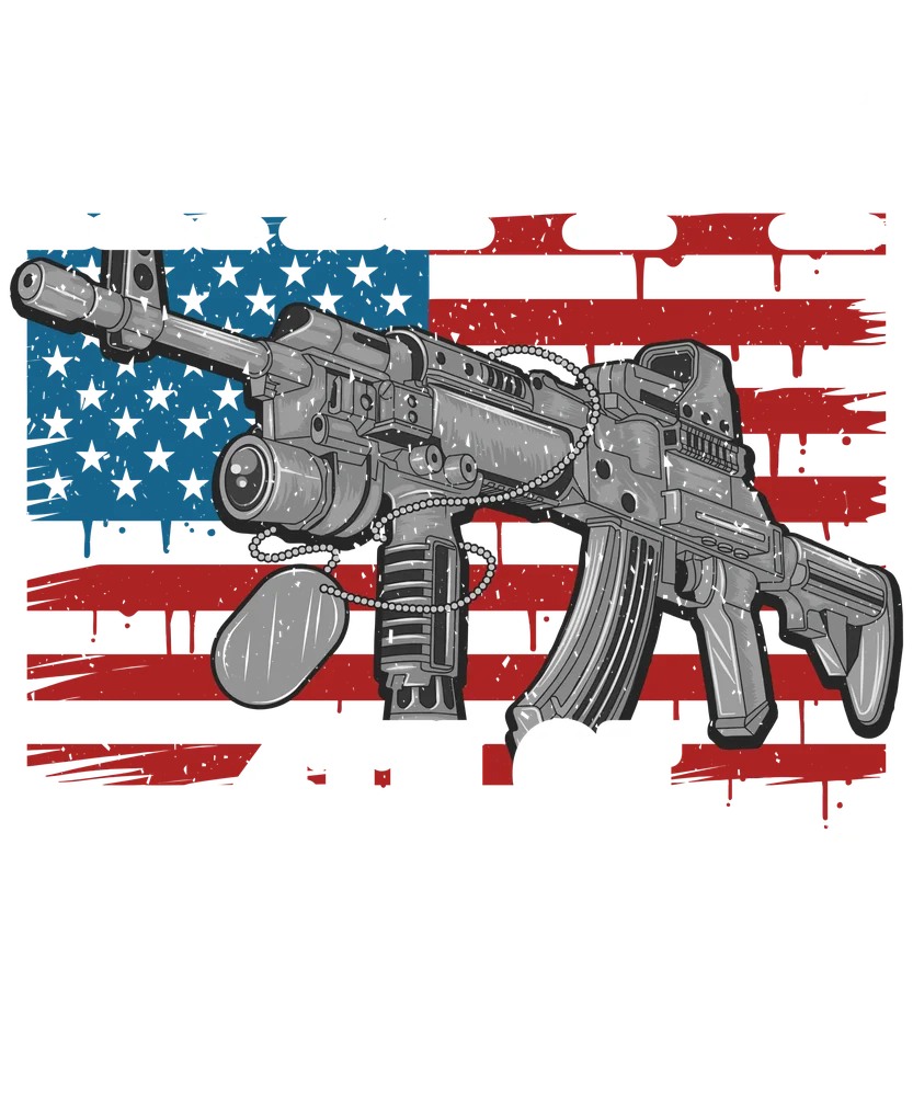 American Flag with Assault Rifle