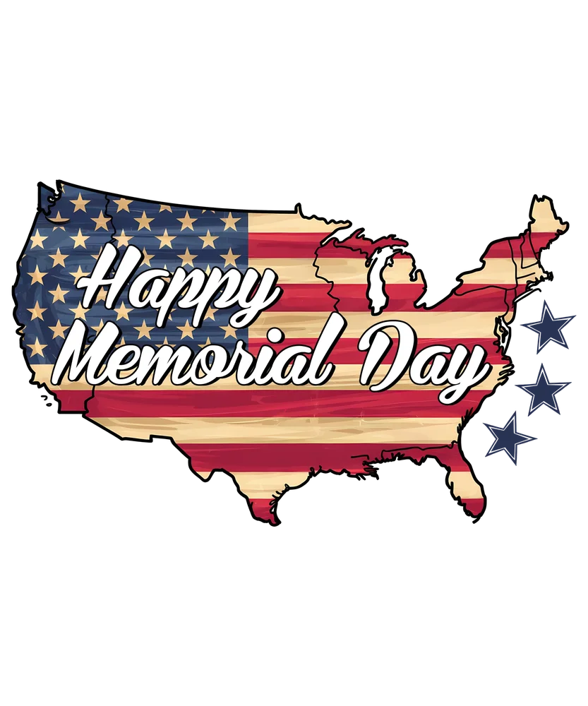 Happy Memorial Day USA Flag Map