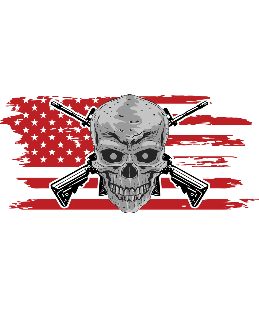 American Skull with Crossed Pistols