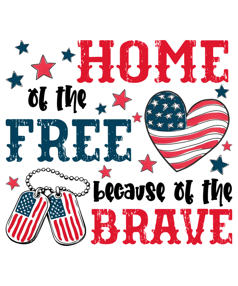 Home of the Free Because of the Brave — Multicolor Distressed