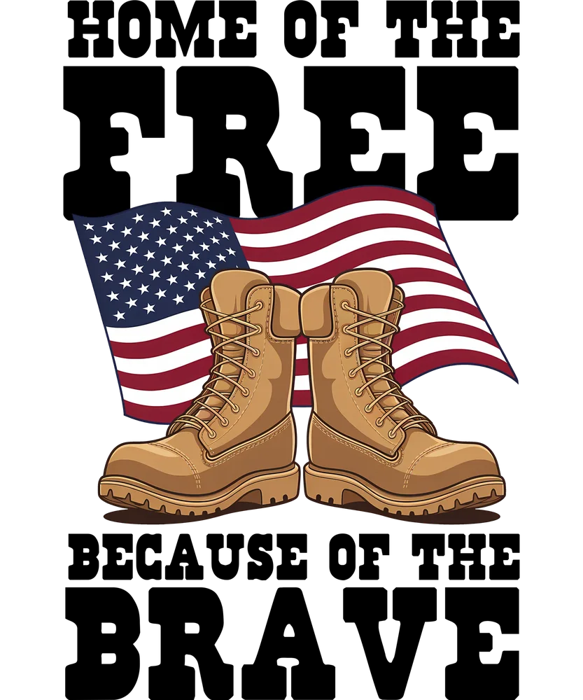 Home of the Free Because of the Brave — Black Illustrative