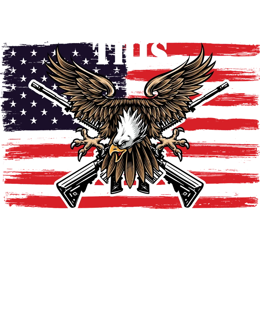 American Eagle with Rifles on Flag