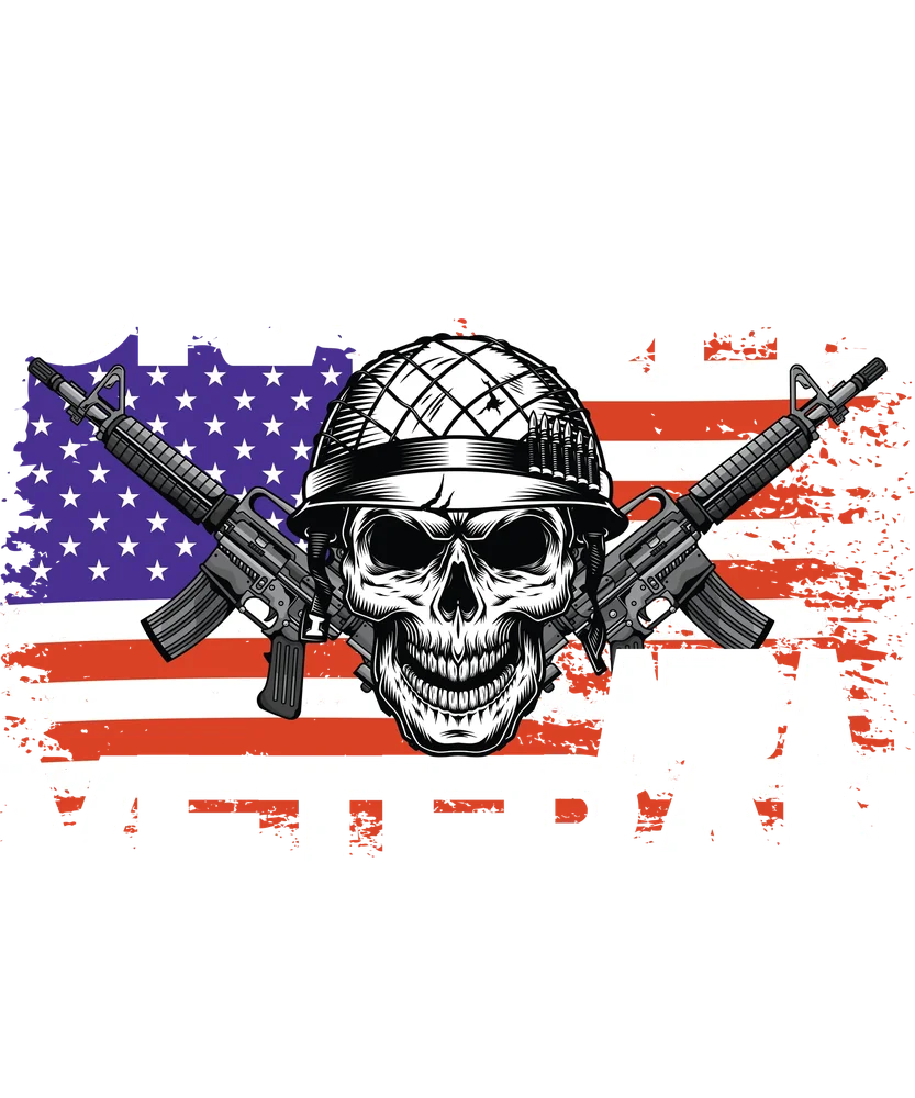 Military Skull with Rifles on American Flag