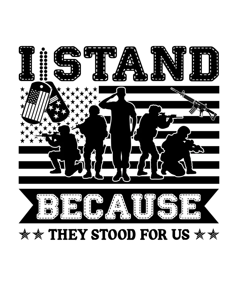 Military Tribute Poster — Black Silhouette Art