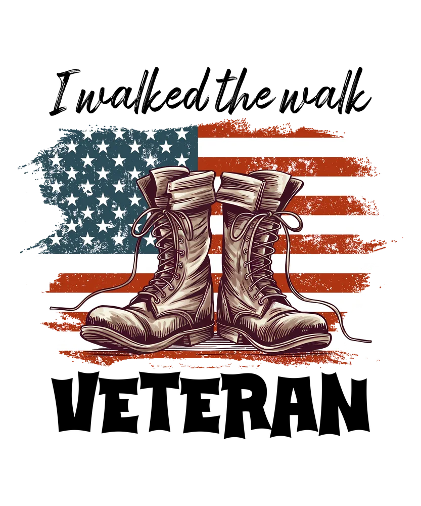 Veteran Boots with American Flag Background
