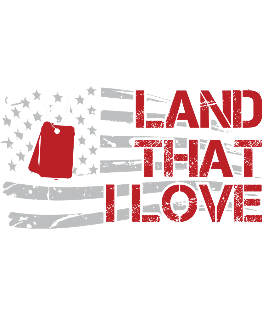 American Flag with Dog Tag — Red Graphic Design