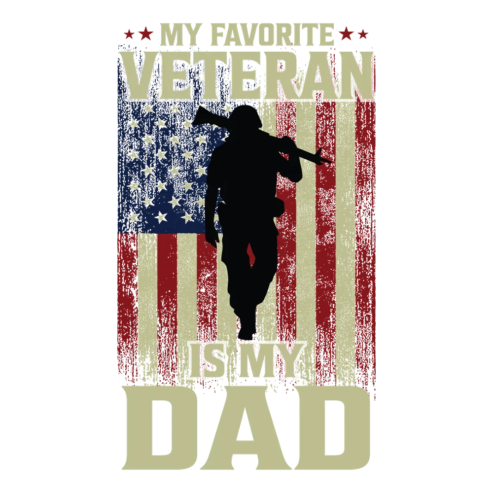 Veteran Dad Silhouette — Tan Patriotic 2