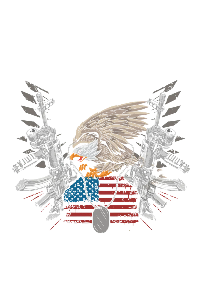 Eagle with Guns and American Flag