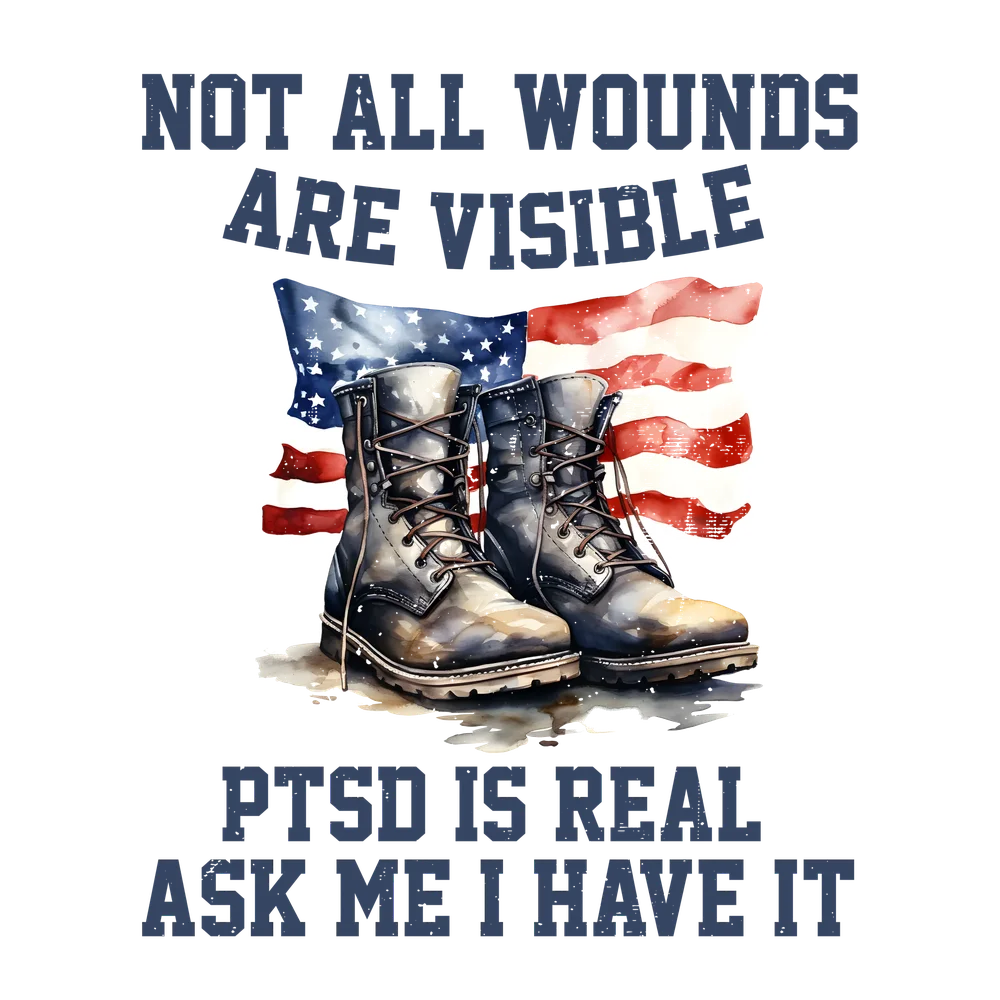Military Boots with American Flag PTSD Awareness