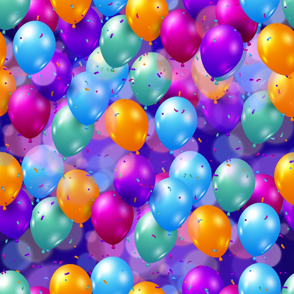 Colorful Balloons and Confetti