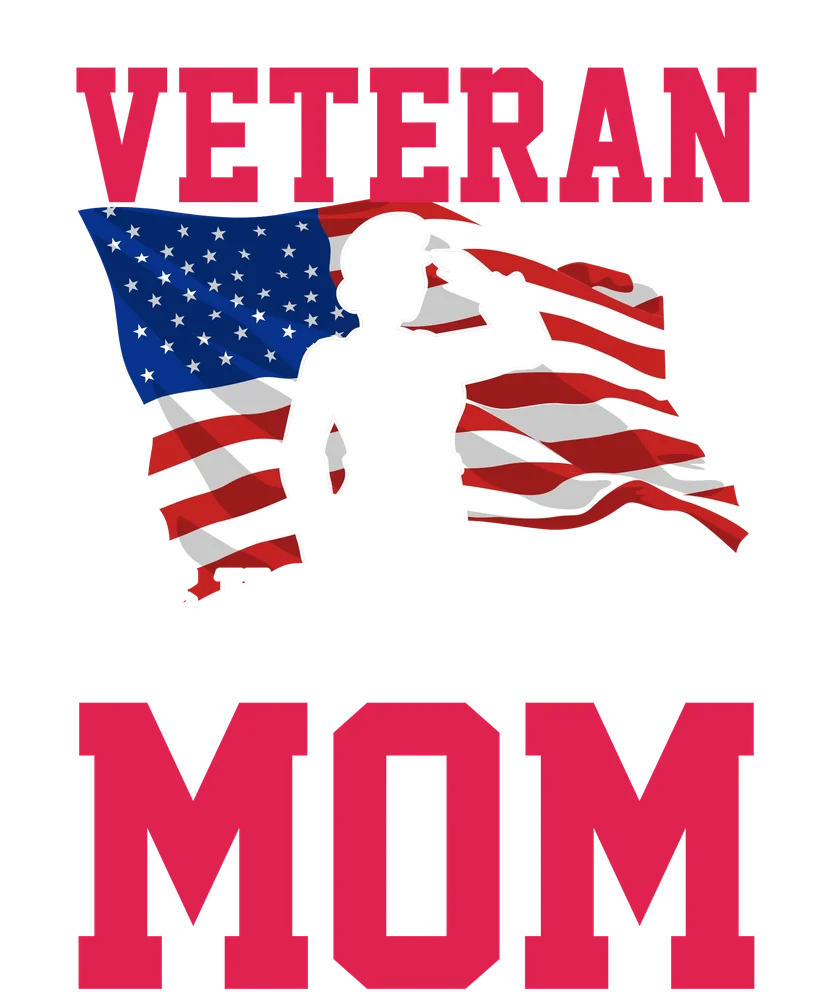 Veteran Mom Silhouette with American Flag