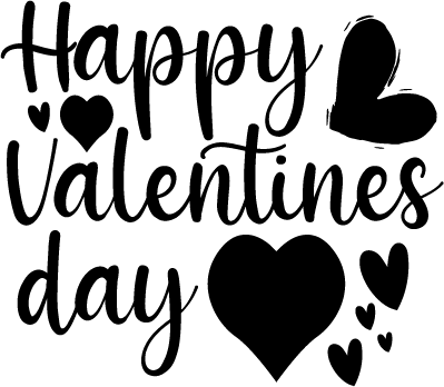 Happy Valentine's Day Hearts — Black Handwritten Script