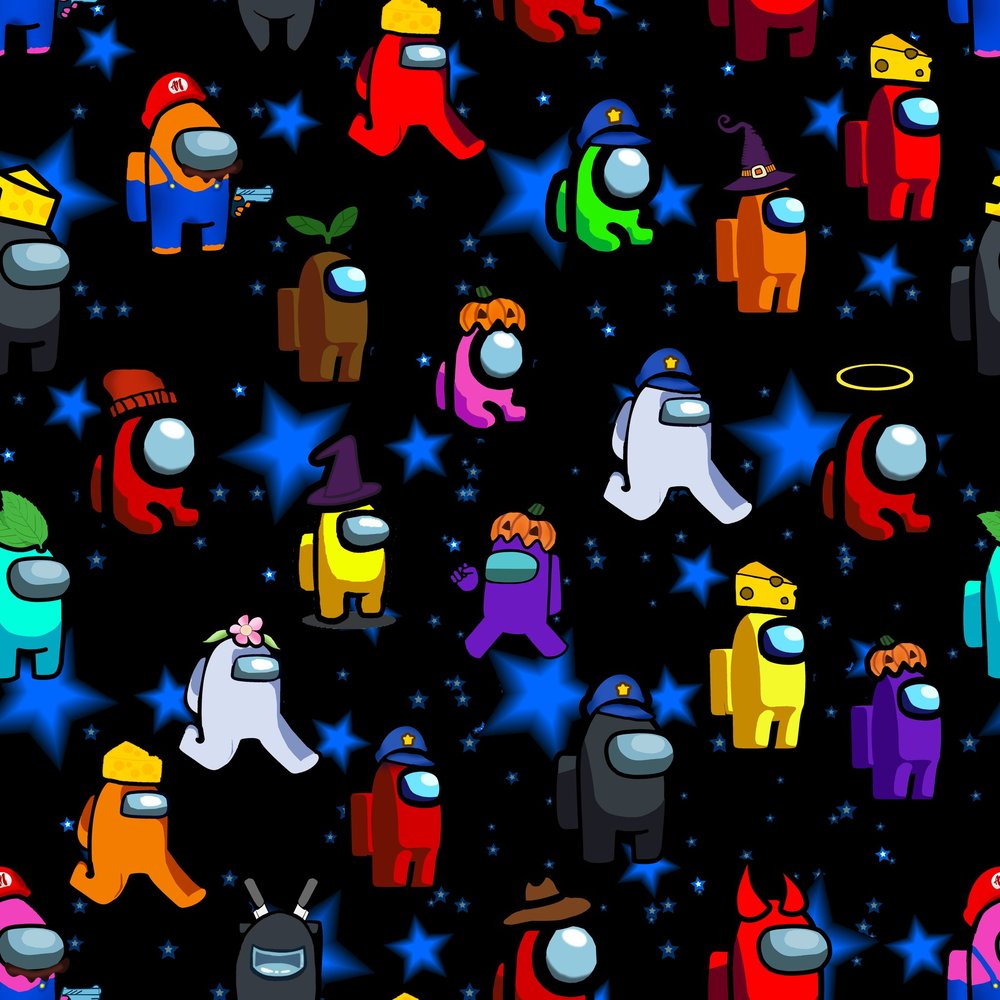 Among Us Crewmates Space Seamless Pattern