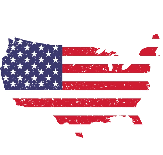 American Flag Map Silhouette — White Rustic