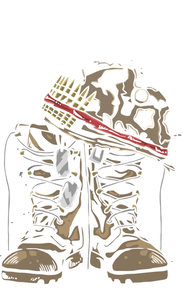 Hiking Boots with Hat Illustration