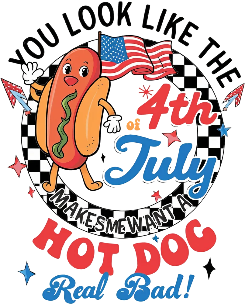 July Fourth Hot Dog Illustration