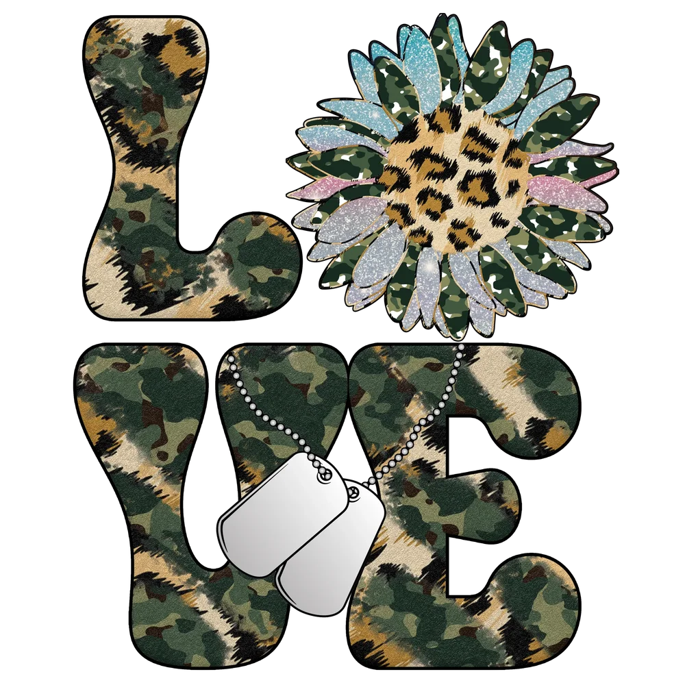 Military Love with Sunflower and Dog Tags