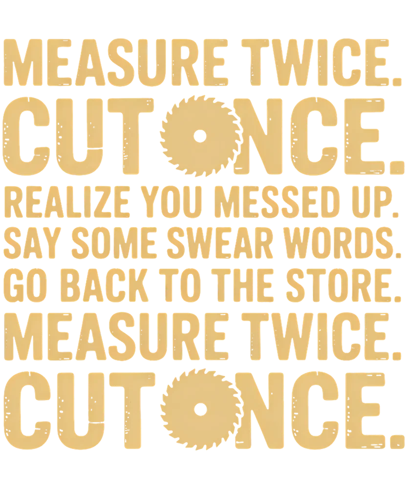Measure Twice Cut Once Carpentry Woodworking