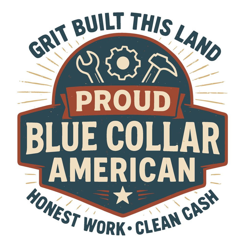 Proud Blue Collar American — White Retro/Vintage
