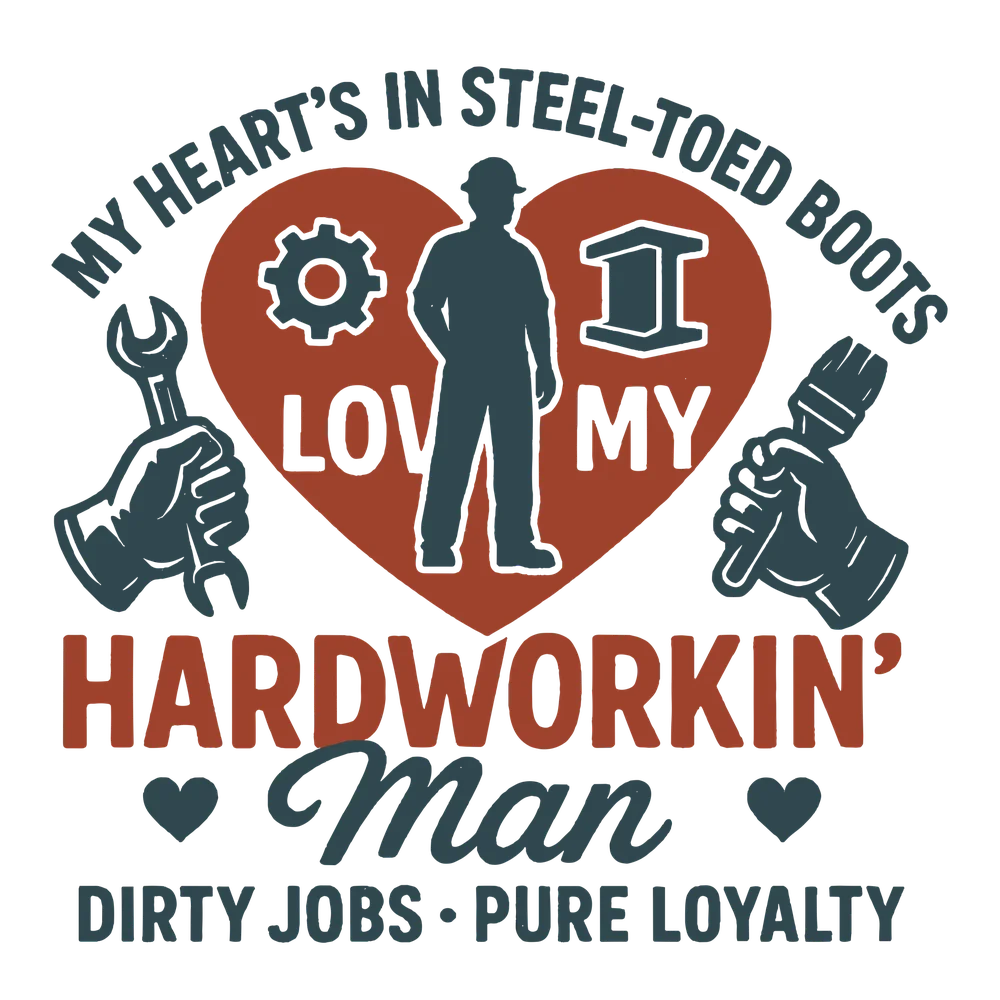 Hardworking Man Love Print — Navy Industrial