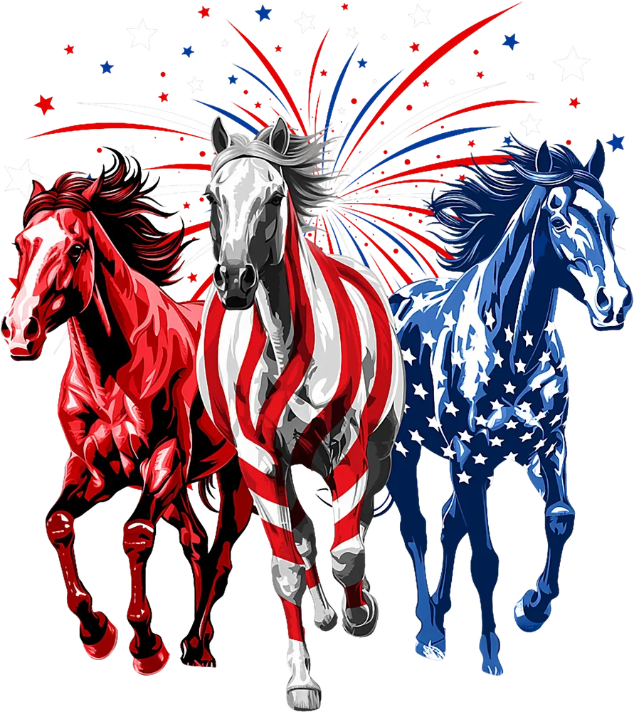 American Flag Horses — Multicolor Patriotic