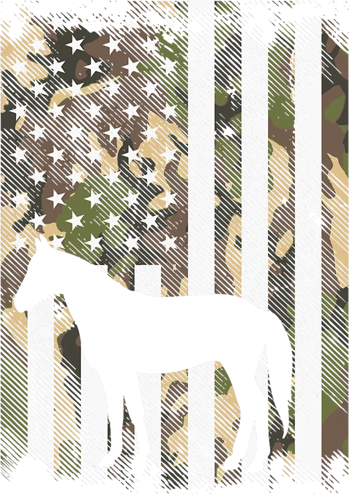 Camo American Flag Horse Vintage Riding Patriotic