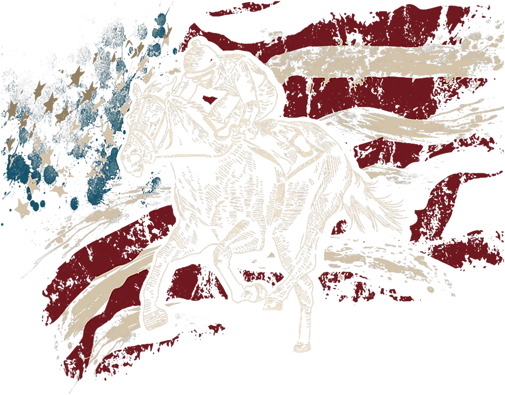 Horse Racing American Flag Illustration