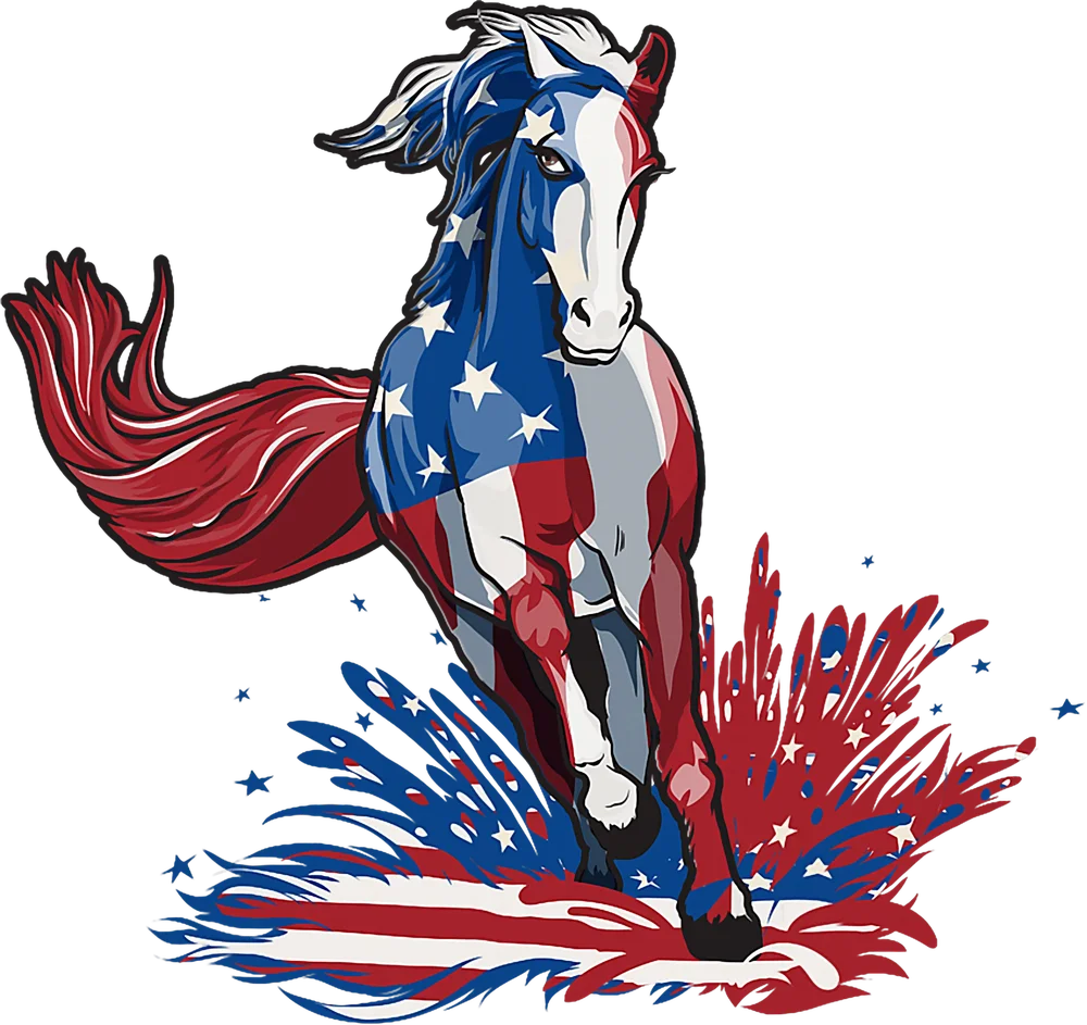 American Flag Horse Illustration — Multicolor Illustration
