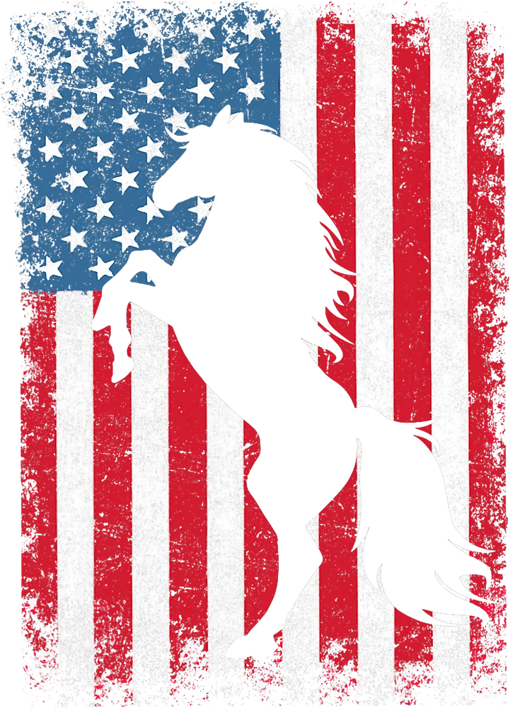 American Flag Horse Silhouette — Multicolor Patriotic