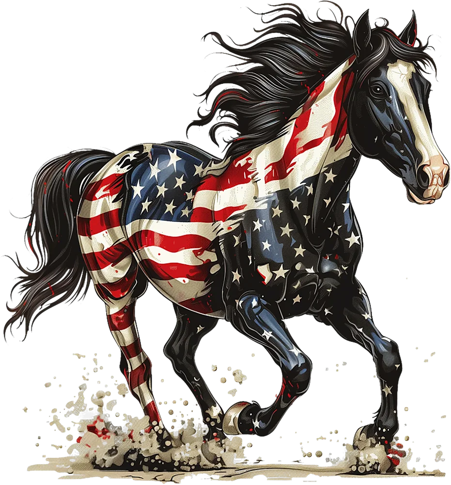 American Flag Horse Illustration — Multicolor Illustration 2