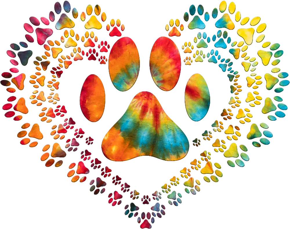 Tie-Dye Paw Print Heart