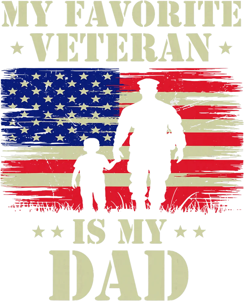 Veteran Father Silhouette with American Flag