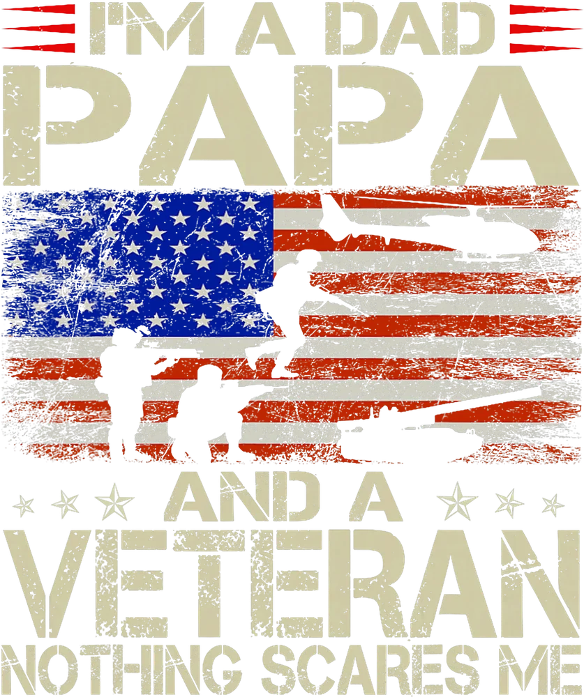 Dad Papa Veteran American Flag Silhouette
