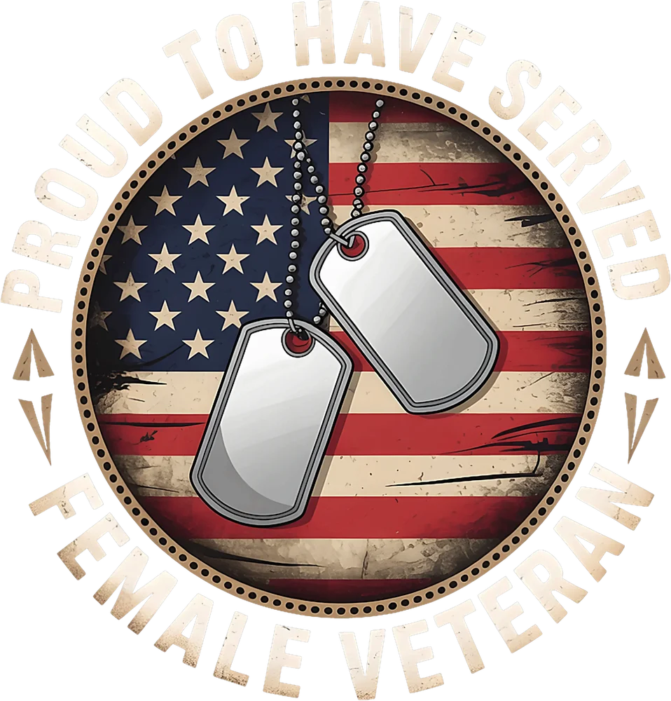 Proud Female Veteran USA Flag Dog Tags
