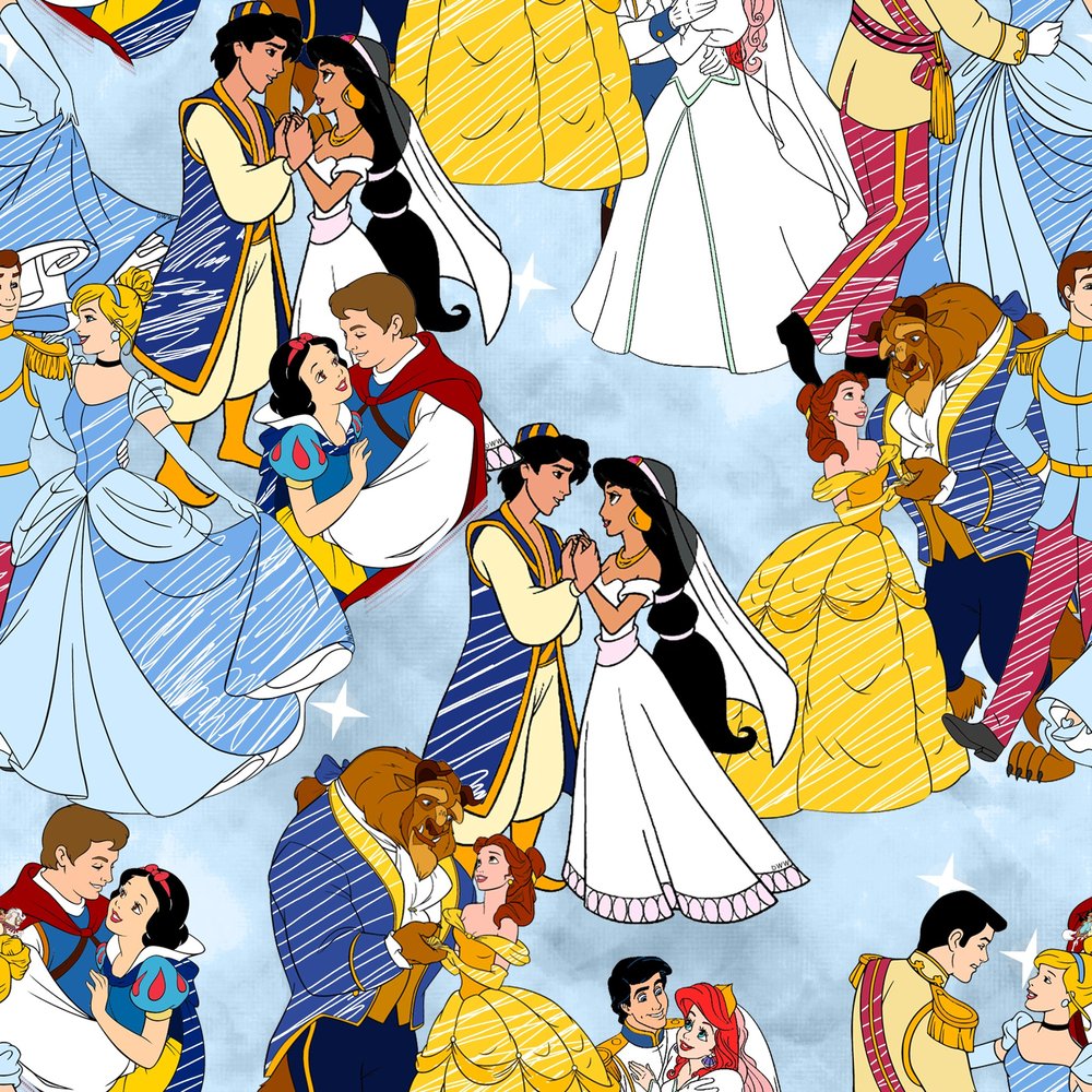 Disney Princess Couples Seamless Pattern