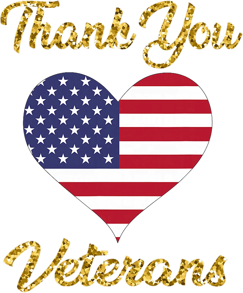 Thank You Veterans with American Flag Heart